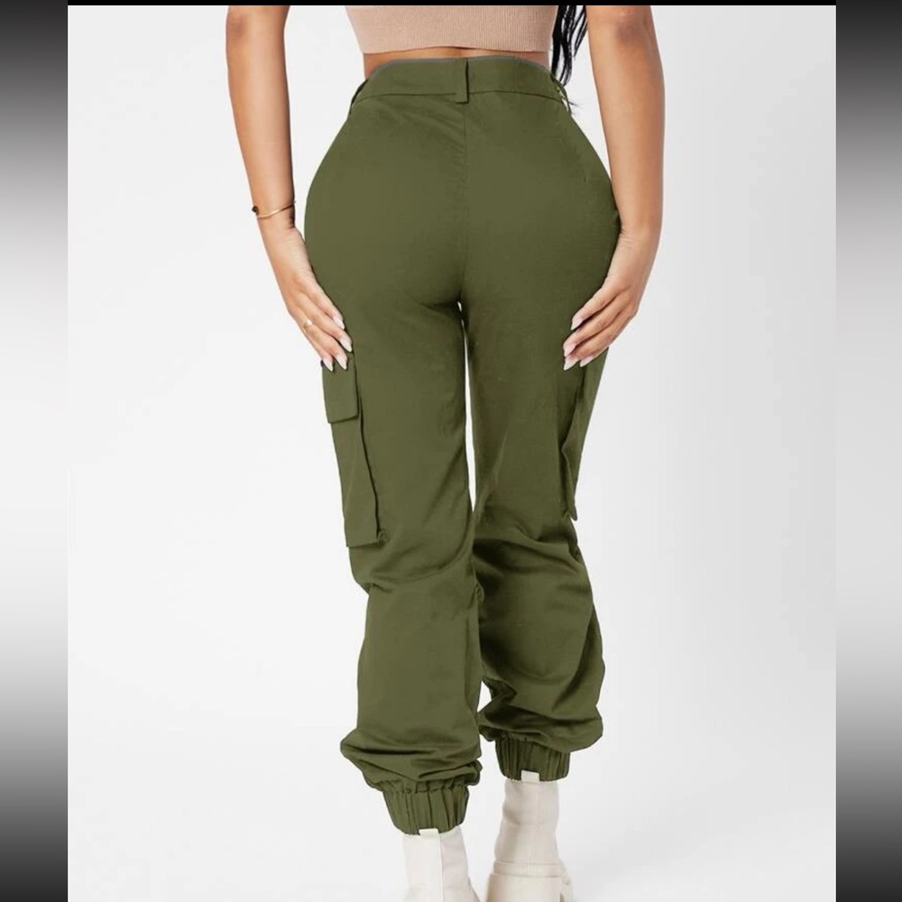 Army green high waist pants NEW - Picture 2 of 3